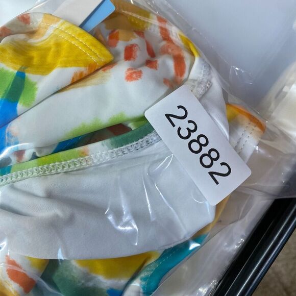 New Cupshe Bikini Swim Suit Women XL Blue Colorblock 2 Piece Lined V-Neck Tie Up - Picture 9 of 9